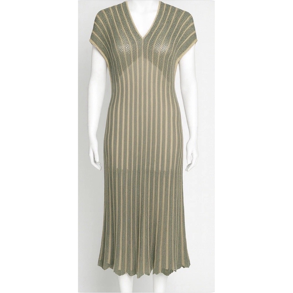 Floris Women's Crochet Gold Green Cover Up Dress Size Small-Medium Made in Italy